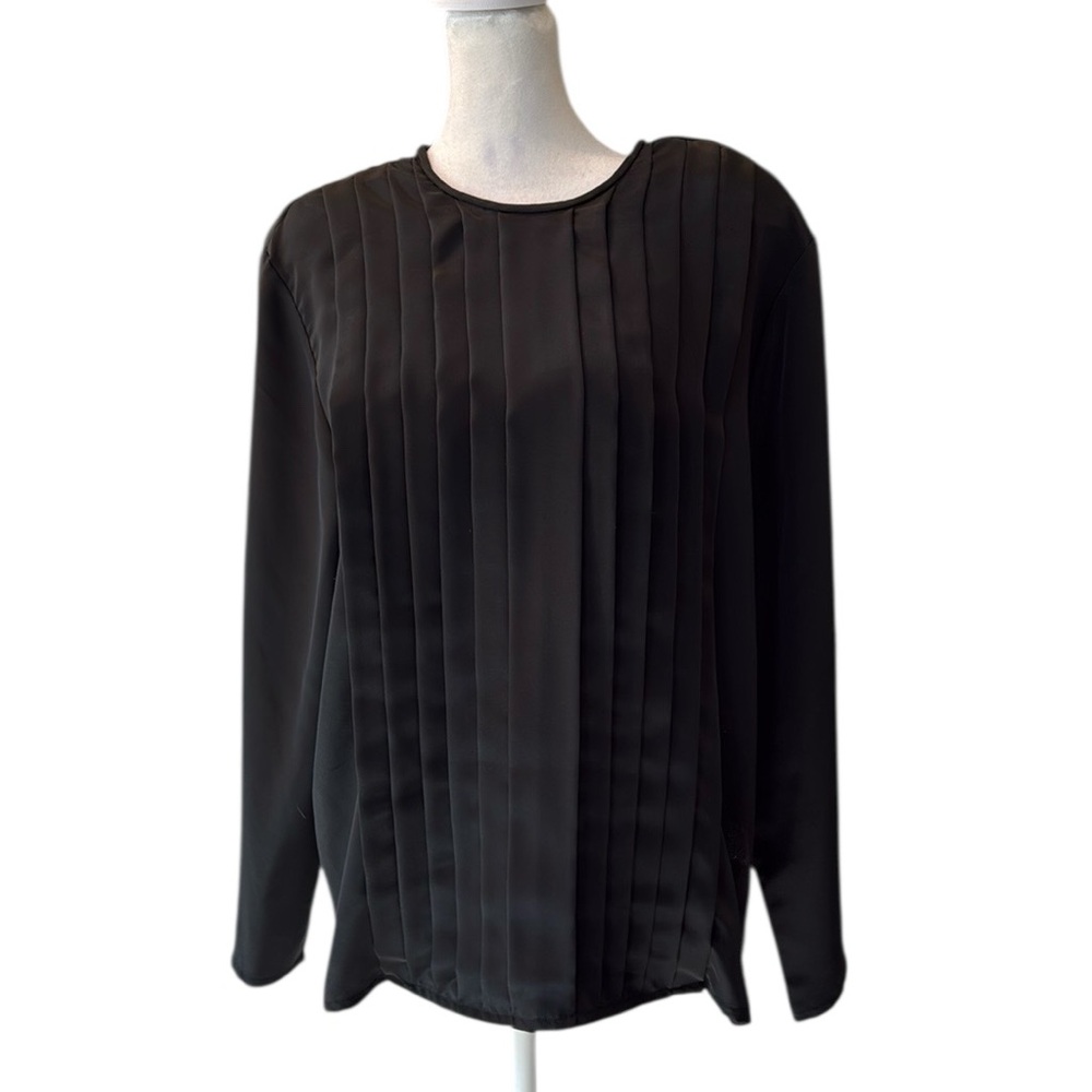 Diane Von Furstenberg Pleated Long Sleeve Top Union Made USA Vintage Size 12